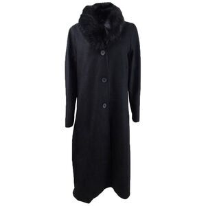 Jones New York Women's Faux-Fur-Collar Maxi Coat - Black
